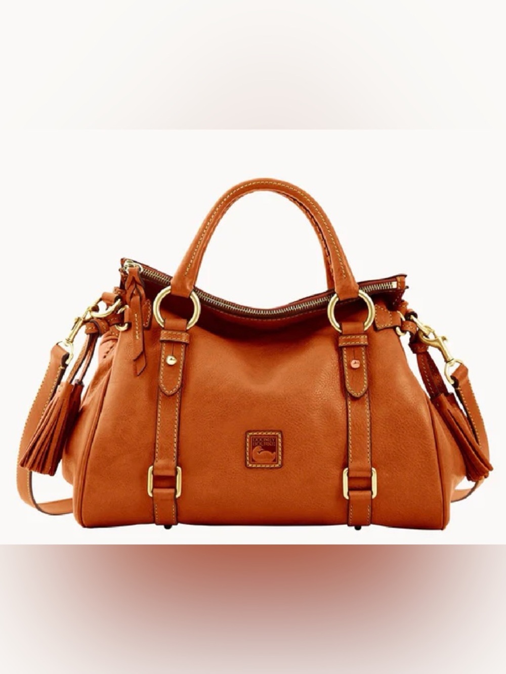 Dooney & Bourke Florentine Cognac Leather Satchel with Tassels